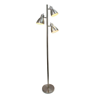64" Traditional 3 Light Metal Floor Lamp With Adjustable Spotlight Shades Brushed Nickel - Creekwood Home 3 64" Traditional 3 Light Metal Floor Lamp With Adjustable Spotlight Shades Brushed Nickel - Creekwood Home