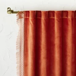 1pc Light Filtering Velvet Macrame Trim Window Curtain Panel Burnt Orange - Opalhouse™ Designed With Jungalow™ -Home Decor Store GUEST 9bfd56a0 ad5c 4df0 98b1 851ec6623ce3