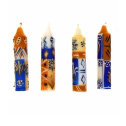 Global Crafts Hand-Painted Dinner Or Shabbat Candles, Set Of 4