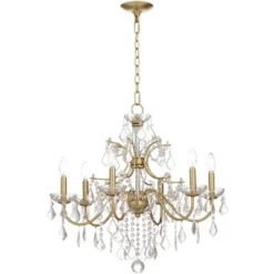 Vienna Full Spectrum DeMallo Gold Chandelier 26" Wide French Scroll Arm Clear Crystal 6-Light Fixture For Dining Room House Foyer Kitchen Island Home -Home Decor Store GUEST 9fc3a400 a004 4d0d 8df8 f29bc510c7c9