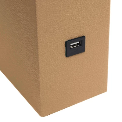 21" Lexington Leather Base Modern Home Decor Bedside Table Lamp With USB Charging Port And Fabric Shade - Lalia Home 6 21" Lexington Leather Base Modern Home Decor Bedside Table Lamp With USB Charging Port And Fabric Shade - Lalia Home - Image 4