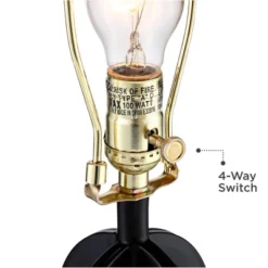 360 Lighting Marcel Industrial Table Lamps 24 1/4" High Set Of 2 Black With USB Port LED Nightlight Burlap Drum Shade For Bedroom Living Room Desk -Home Decor Store GUEST a2307e8f 3faf 448c a0fd 7ffba43a7510