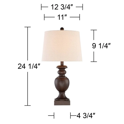 Regency Hill Traditional Table Lamps 24.25" High Set Of 2 Pedestal Bronze Off White Tapered Drum Shade Living Room Bedroom Bedside Nightstand 8 Regency Hill Traditional Table Lamps 24.25" High Set Of 2 Pedestal Bronze Off White Tapered Drum Shade Living Room Bedroom Bedside Nightstand - Image 6