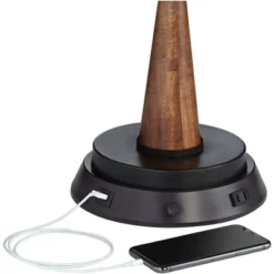 360 Lighting Modern Table Lamp With Dimmable USB And Outlet Workstation Base 24.5" High Bronze Tan Fabric Cylinder For Living Room Desk Bedroom -Home Decor Store GUEST a3ecd351 2035 4094 a9bc 1b43876d0a1e