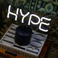 Amped Co 9.6" X 8.3" HYPE Real Neon Light Novelty Desk Lamp, White -Home Decor Store GUEST a50781a0 2402 445e 959c 42f6bf150a5d