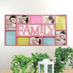 Northlight 28.75" Pink "Family" Collage Photo Picture Frame Wall Decoration