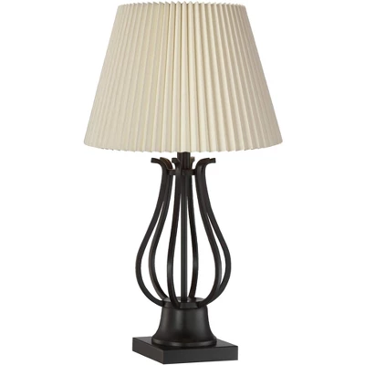 Regency Hill Hadley Industrial Table Lamps Set Of 2 26" High Bronze With AC Power Outlet Ivory Pleat Shade For Bedroom Living Room Bedside Office Desk 8 Regency Hill Hadley Industrial Table Lamps Set Of 2 26" High Bronze With AC Power Outlet Ivory Pleat Shade For Bedroom Living Room Bedside Office Desk - Image 6