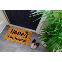 1'4" X 2'4" Honey I'm Home Indoor/Outdoor Coir Doormat White/Black/Yellow - Entryways -Home Decor Store GUEST a7d7bd3d fde3 41b4 a348 7eb52a06aab5