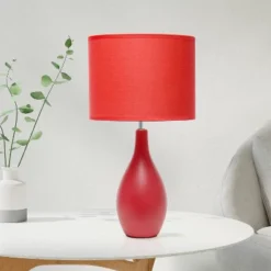 18.11" Traditional Standard Ceramic Dewdrop Table Desk Lamp With Matching Fabric Shade Red - Creekwood Home 13 18.11" Traditional Standard Ceramic Dewdrop Table Desk Lamp With Matching Fabric Shade Red - Creekwood Home -Home Decor Store GUEST abfd609c ca3a 4ece aedb a050a2cd62bb