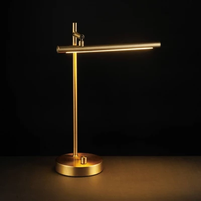 15" West Desk Lamp With Dimmer Rotary Switch (Includes LED Light Bulb) Matte Brass - Globe Electric 4 15" West Desk Lamp With Dimmer Rotary Switch (Includes LED Light Bulb) Matte Brass - Globe Electric - Image 2