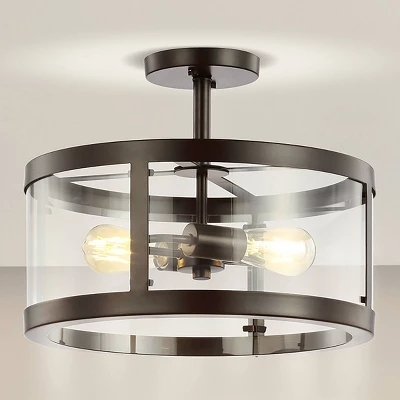 15" Iron And Glass Herndon Modern LED Flush Mount - Jonathan Y 7 15" Iron And Glass Herndon Modern LED Flush Mount - Jonathan Y - Image 5