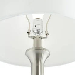 360 Lighting Karl Modern Table Lamps 27 1/2" Tall Set Of 2 Brushed Nickel With USB And Outlet White Drum Shade For Bedroom Living Room House Bedside -Home Decor Store GUEST b3279e5f 7d96 44c0 9545 ae96556e681a