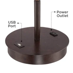 360 Lighting Modern Accent Table Lamp With USB And AC Power Outlet 23 1/2" High Bronze Fabric Drum Shade For Bedroom Living Room House Desk Bedside -Home Decor Store GUEST b3e9411d 4c23 4f75 96f4 cac9058e6543