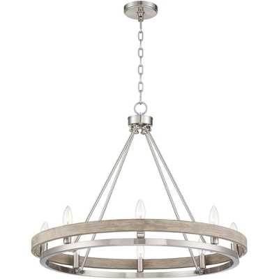 Possini Euro Design Brushed Nickel Graywood Wagon Wheel Chandelier 29 1/4" Wide Farmhouse Rustic 8-Light Fixture Dining Room Kitchen Island Entryway 9 Possini Euro Design Brushed Nickel Graywood Wagon Wheel Chandelier 29 1/4" Wide Farmhouse Rustic 8-Light Fixture Dining Room Kitchen Island Entryway - Image 7