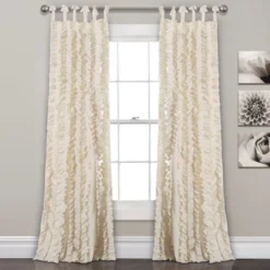 Home Boutique Sophia Ruffle Window Curtain - Ivory - 40 X 84 - 2 Panel Set