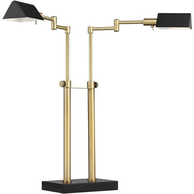 Possini Euro Design Keegan Modern Desk Lamp 24" High Warm Brass With Dual USB Charging Ports LED Adjustable Black Shade For Bedroom Living Room Desk 9 Possini Euro Design Keegan Modern Desk Lamp 24" High Warm Brass With Dual USB Charging Ports LED Adjustable Black Shade For Bedroom Living Room Desk - Image 7
