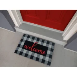 1'4" X 2'4" Buffalo Plaid Welcome Indoor/Outdoor Coir Doormat Red/Black/Gray - Entryways -Home Decor Store GUEST b6fd5623 dd27 4cfb 9190 8bb6542797ae