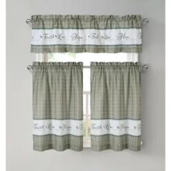 Kate Aurora Country Living Gingham Check Hope Faith Love 3 Pc Cafe Kitchen Curtain Set -Home Decor Store GUEST b760f49c c752 47be 9605 83e20b9d6fb7