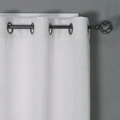 Kate Aurora Floral Embroidered Double Layered Sheer Grommet Curtains