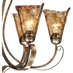 Franklin Iron Works Amber Scroll Golden Bronze Large Chandelier 31 1/2" Wide Rustic Art Glass 6-Light Fixture For Dining Room House Kitchen Island -Home Decor Store GUEST b885e199 3935 48a5 82d3 6d35503536e8