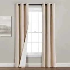 Home Boutique Insulated Grommet Blackout Linen Window Curtain Panel Dark Linen Single 38X84