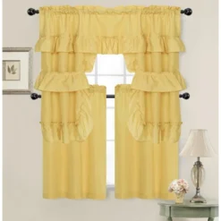 Kate Aurora Country Farmhouse Living Solid Colored Cafe Kitchen Curtain Tier & Swag Valance Set -Home Decor Store GUEST ba571e2e c6bd 4fad 8d83 6a56646e9ef3