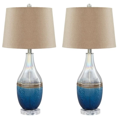 Set Of 2 Johanna Table Lamps Blue/Clear - Signature Design By Ashley 4 Set Of 2 Johanna Table Lamps Blue/Clear - Signature Design By Ashley - Image 2