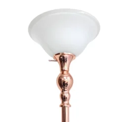 1 Light Torchiere Floor Lamp With Marbleized Glass Shade Rose Gold - Elegant Designs -Home Decor Store GUEST bc4dd5bc b39e 4c61 81aa 58549f37199d