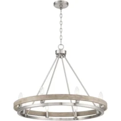 Possini Euro Design Brushed Nickel Graywood Wagon Wheel Chandelier 29 1/4" Wide Farmhouse Rustic 8-Light Fixture Dining Room Kitchen Island Entryway 15 Possini Euro Design Brushed Nickel Graywood Wagon Wheel Chandelier 29 1/4" Wide Farmhouse Rustic 8-Light Fixture Dining Room Kitchen Island Entryway -Home Decor Store GUEST c0c7bc77 535f 49e1 9582 91d737915370