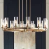 Stiffel Aron Brass Gold Wagon Wheel Chandelier 36" Wide Modern Clear Glass Shade 12-Light Fixture For Dining Room House Foyer Kitchen Island Entryway -Home Decor Store GUEST c1f01af1 8b36 4f43 b394 a3eede7856f6