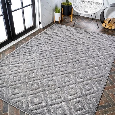Portmany Neutral Diamond Trellis Indoor/Outdoor Area Rug - JONATHAN Y 7 Portmany Neutral Diamond Trellis Indoor/Outdoor Area Rug - JONATHAN Y - Image 5