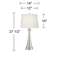 360 Lighting Karl Modern Table Lamps 27 1/2" Tall Set Of 2 Brushed Nickel With USB And Outlet White Drum Shade For Bedroom Living Room House Bedside -Home Decor Store GUEST c5c46c83 8a21 4884 894e c0bc13dfbe8e