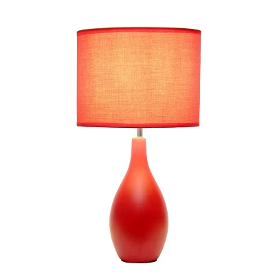 18.11" Traditional Standard Ceramic Dewdrop Table Desk Lamp With Matching Fabric Shade Red - Creekwood Home 5 18.11" Traditional Standard Ceramic Dewdrop Table Desk Lamp With Matching Fabric Shade Red - Creekwood Home - Image 3