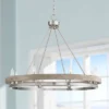 Possini Euro Design Brushed Nickel Graywood Wagon Wheel Chandelier 29 1/4" Wide Farmhouse Rustic 8-Light Fixture Dining Room Kitchen Island Entryway -Home Decor Store GUEST c8a82094 5117 40d0 a623 f6fd1f200470
