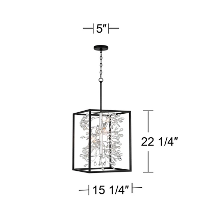 Possini Euro Design Black Silver Pendant Chandelier 15 1/4" Wide Modern Clear Crystal Flower Vine 4-Light Fixture For Dining Room House 10 Possini Euro Design Black Silver Pendant Chandelier 15 1/4" Wide Modern Clear Crystal Flower Vine 4-Light Fixture For Dining Room House - Image 8