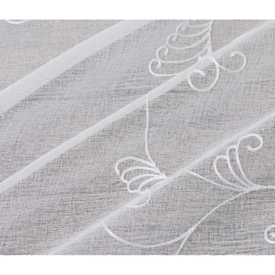 Trinity Short Curtains Floral Embroidered Pom Design Semi Sheer Rod Pocket 4 Trinity Short Curtains Floral Embroidered Pom Design Semi Sheer Rod Pocket - Image 2