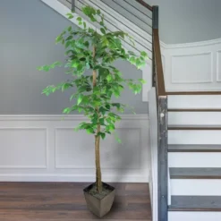 6' Artificial Ficus Tree In Embossed Metal Base (Square) – LCG Florals -Home Decor Store GUEST caae891f 5e53 4228 901e 3052b7ebad60