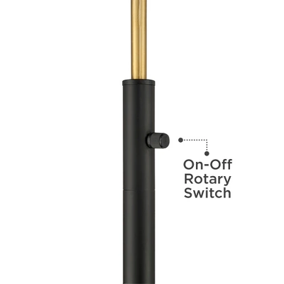 Possini Euro Design Modern Downbridge Floor Lamp 64" Tall Black Brass Metal Linen Drum Shade For Living Room Reading Bedroom Home 5 Possini Euro Design Modern Downbridge Floor Lamp 64" Tall Black Brass Metal Linen Drum Shade For Living Room Reading Bedroom Home - Image 3