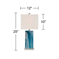 360 Lighting Connie Modern Table Lamps 25" High Set Of 2 Blue Faux Marble With USB Charging Ports LED White Shade For Bedroom Living Room House Desk -Home Decor Store GUEST d08add50 c60d 416a 8ee9 56db065cd09c