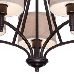 Franklin Iron Works La Pointe Oil Rubbed Bronze Pendant Chandelier 26" Wide Rustic Oatmeal Linen Shade 5-Light Fixture For Dining Room Kitchen Island -Home Decor Store GUEST d0f5ea52 82b7 4cff b305 4b7759ed5907