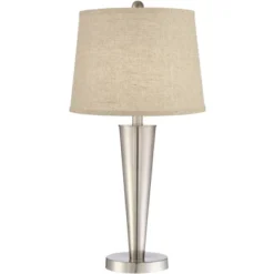 360 Lighting Geoff Modern Table Lamps 26" High Set Of 2 Brushed Nickel With USB Charging Port Cream Burlap Drum Shade For Bedroom Living Room Desk -Home Decor Store GUEST d117b070 aa32 4d77 ab0d e72e60631f1e