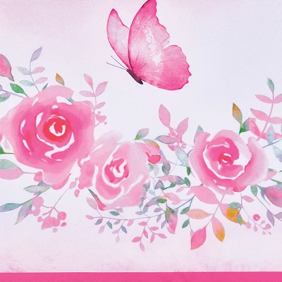 Collections Etc Pink Roses Garland & Butterflies Window Valance Curtains 5 Collections Etc Pink Roses Garland & Butterflies Window Valance Curtains - Image 3