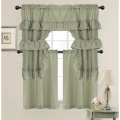 Kate Aurora Country Farmhouse Living Solid Colored Cafe Kitchen Curtain Tier & Swag Valance Set -Home Decor Store GUEST d3405848 e43e 4641 bbb3 c1d0572e0414