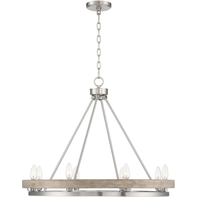 Possini Euro Design Brushed Nickel Graywood Wagon Wheel Chandelier 29 1/4" Wide Farmhouse Rustic 8-Light Fixture Dining Room Kitchen Island Entryway 7 Possini Euro Design Brushed Nickel Graywood Wagon Wheel Chandelier 29 1/4" Wide Farmhouse Rustic 8-Light Fixture Dining Room Kitchen Island Entryway - Image 5