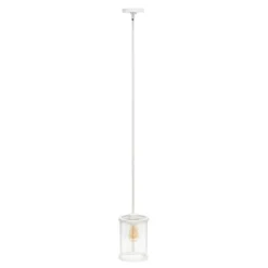 1-Light 9.25" Modern Farmhouse Adjustable Hanging Cylindrical Clear Glass Pendant Fixture With Metal Accent - Lalia Home -Home Decor Store GUEST d45ec958 e981 4817 8626 a6d4a154275c