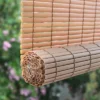96" X 72" Outdoor Oval Vinyl Cord-Free PVC Rollup Blinds Woodgrain - Radiance