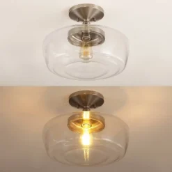 14" Marfa Glass/Iron Farmhouse Modern LED Flush Mount - JONATHAN Y -Home Decor Store GUEST d6309108 8f56 4e16 8c5c 3c93baf5c220