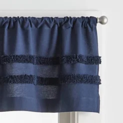 3pc Water's Edge Tufted Window Valance And Tiers Set Navy - Martha Stewart