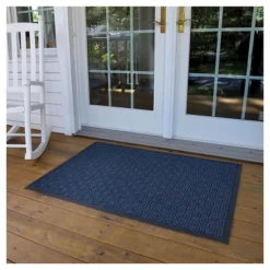 3'x4' Solid Doormat Blue/Black - HomeTrax