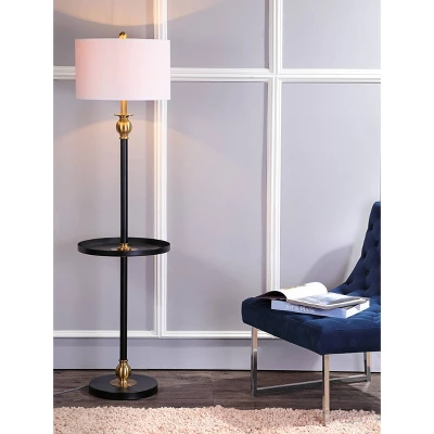 61" Metal Evans End Table Floor Lamp (Includes LED Light Bulb) Black - JONATHAN Y 3 61" Metal Evans End Table Floor Lamp (Includes LED Light Bulb) Black - JONATHAN Y